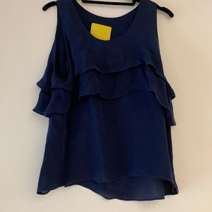 Aaron Ashe Ruffled Silk Tank Top